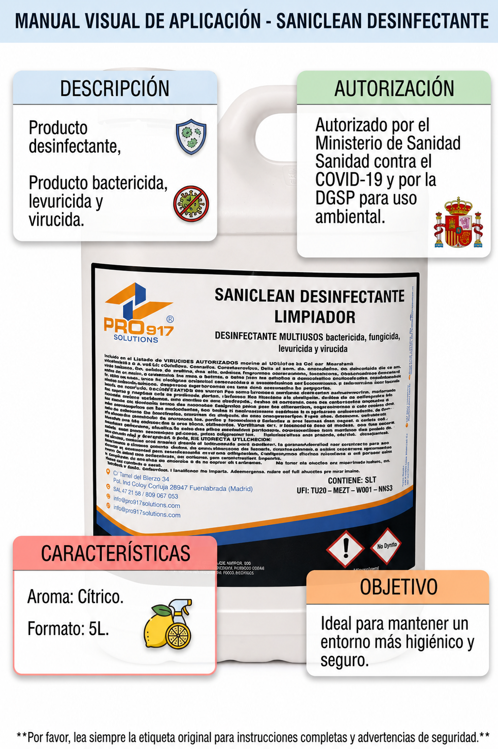 Saniclean Desinfectante Multiusos 5L - Imagen 2